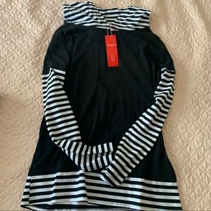 Black and white striped layered hoodie shirt